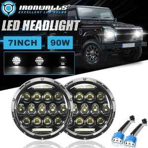 For Land Rover Defender 90 & 110 Pair 7" INCH LED Headlights DRL Hi-Lo Beam - Picture 1 of 12