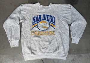 Felpa vintage uomo taglia large SAN DIEGO CHARGERS tessuto rovesciato grigio CHAMPION USA - Foto 1 di 6