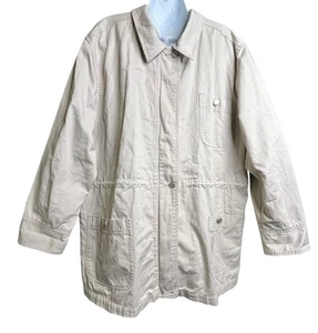 Denim & Co Jeanswear Vintage Cotton Flannel Lined Jacket Women’s Size 1X Beige - Picture 1 of 12