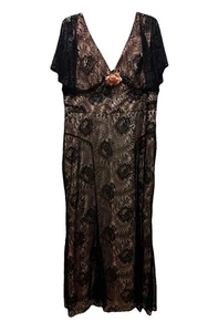 Vestido único vintage de encaje negro rosa rosa talla 1X/16 nuevo sin etiquetas - Imagen 1 de 6