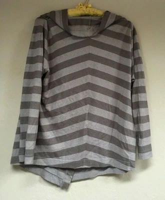 OSKA Womens Size 1 Long Sleeve Cowl Neck Striped Faux-Wrap Sweater Lagenlook - Image 1 of 4