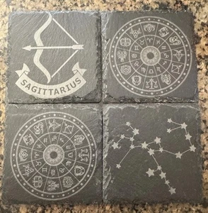 Juego de 4 posavasos grabados con láser para signo de horóscopo del zodiaco de Sagitario - Imagen 1 de 5