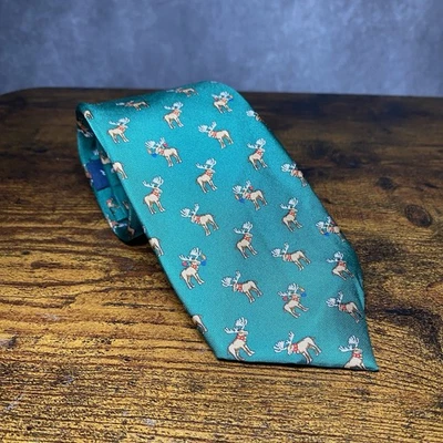 "Corbata estrecha de seda cola de lunares alce luces de Navidad verdes TOMMY HILFIGER 60,5""" Foto 1 de 4