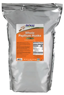 NOW FOODS Psyllium Husks Whole 160 oz 10 lbs NEW Sealed Bag, AUTHORIZED RETAILER - Image 1 of 4