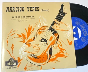Narcisco Yepes 7" Record 45 & Picture Sleeve Juegos Prohibidos Parte 1 y 2 guita - Picture 1 of 5