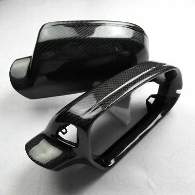 Cubierta de espejo retrovisor de coche de fibra de carbono negra para Audi RS4 S4 B8 facelift B8.5 2 piezas Foto 1 de 4