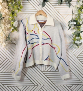 Cardigan donna LABELRAIL X FRANCESCA PERKS maglia illustrata taglia 16/18 NUOVO - Foto 1 di 6
