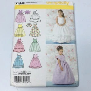 Dress & Bolero Girls Size 3-6 UNCUT Sewing Pattern Simplicity S3943 Formal Party - Picture 1 of 2