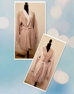 NWT Reversible Natori Cruz Ivory & Taupe Luxurious Soft Plush Belted Robe Size L - Picture 1 of 11