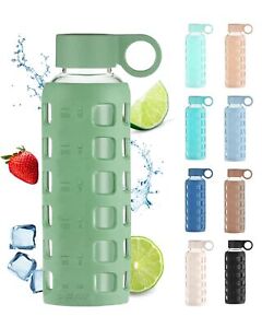 purifyou Premium 40 / 32 / 22 / 12 oz Glass Water Bottles with Volume & Times to