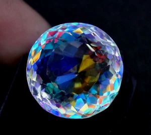 51.90 Ct Natural Rainbow Mystic Quartz Certified Stunning Round Loose Gemstone - Picture 1 of 8