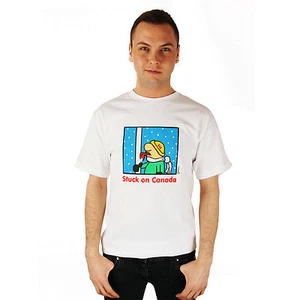 Camiseta Grimm Stuck On Canada Tongue Toque Para Hombre Blanca Mangas Cortas Camiseta Prenda para el torso Nueva con Etiquetas - Imagen 1 de 1