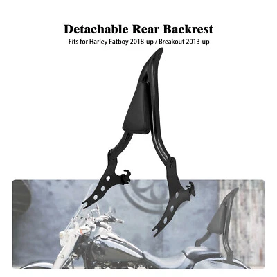 Black Detachable Passenger Backrest w/ Pad Sissy Bar For Harley Breakout 13-2023 - Imagem 1 de 4