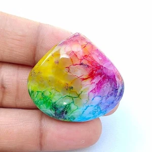Multi Color Solar Quartz Gemstone Heart Shape Natural Cabochon 83 Cts #7437 - Picture 1 of 7