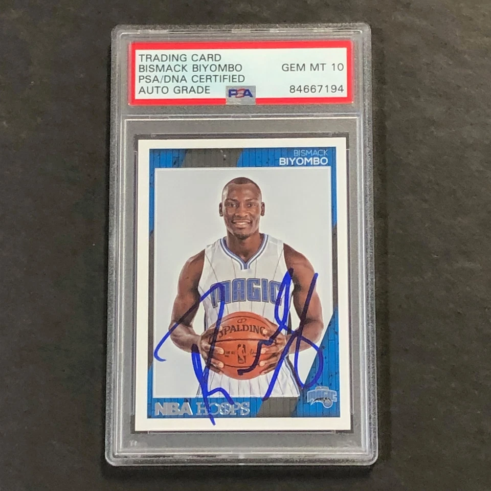 2016-17 NBA Hoops #114 Bismack Biyombo Signed Card AUTO GRADE 10 PSA Slabbed Mag - Image 1 of 2