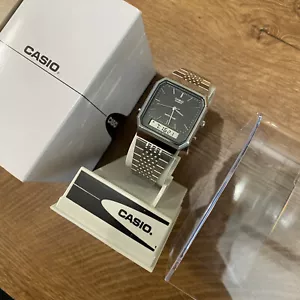 Casio CASIO AQ-419 Ana-Digi Rare Vintage STAINLESS STEEL NOS - Picture 1 of 7
