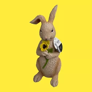 Martha Stewart Home Seasonal Resin Easter/Spring Bunny Holding Yellow Pansy - Picture 1 of 6