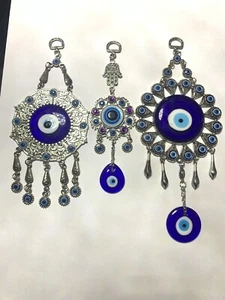 Turkish Blue Evil Eye Glass wall Hanging - Picture 1 of 8