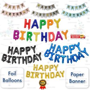 16"Happy Birthday balloons Banners theme b'day outdoor garland party supply ball