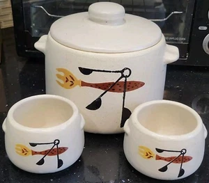 Vintage West Bend USA Southwest Pottery Bean Pot and Soup Bowls • 3 Pieces - Picture 1 of 8
