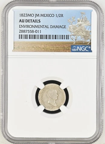 Mexico 1823 ½ Half Real Iturbide NGC AU Details Silver Mexican Coin Cover