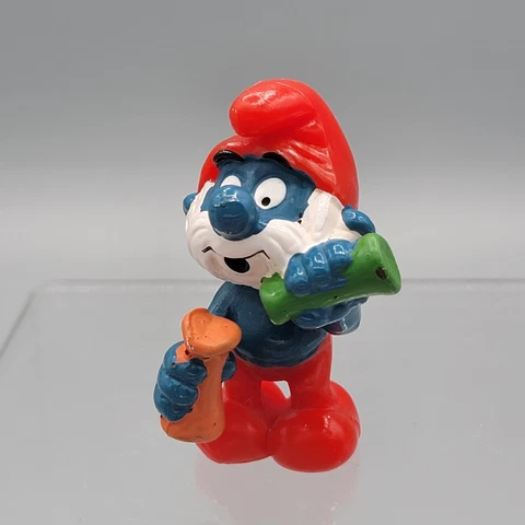 VTG 1983 Papa Smurf Chemist PVC Figure Schleich Peyo Rubber Test Tubes Hong Kong Cover