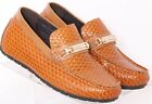 Toto Elevator Shoes 141110 Tan Woven Leather gold 2" Lift Loafer Men's US 6.5
