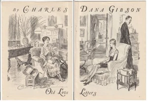 Vintage 1928 Charles DANA GIBSON Magazine ILLUSTRATION Pages ~ OLD LOVE LETTERS - Picture 1 of 1