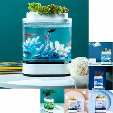 Mini Fish Tank USB Charging Self-cleaning Aquarium with 7 Colors LED Light
