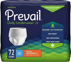 Prevail Super Plus Maximum Absorbency Pull On Underwear, Large, 72 Ct - Picture 1 of 3