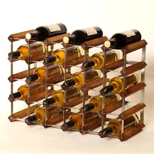 Cranville wine rack storage 30 bottle Oak stain wood /metal assembled - Picture 1 of 5