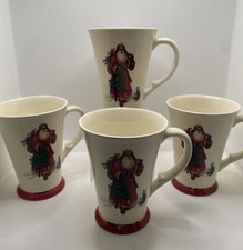 Santa Claus Christmas St Nicholas Mistletoe Coffee Mug Set Of 4 Hallmark Vintag