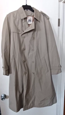 Martini Trench Coat Men 42L Long Traveler Faux Fur Double Breasted READ - Image 1 of 4