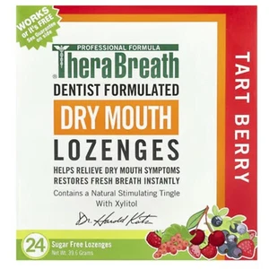 TheraBreath Dry Mouth Lozenges Tart Berry 24 Sugar Free Lozenges - Picture 1 of 2