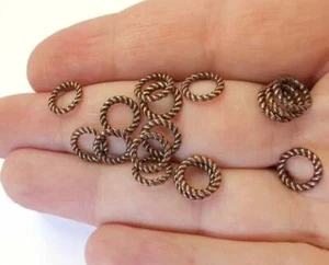 10 Twisted Circle Findings Antique Copper Plated Jewelry Parts (10 mm) G21456 - Picture 1 of 2