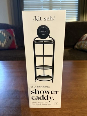 NEW Kitsch Self Draining Shower Caddy Supports Wall Mount/Free Standing Black - Image 1 of 4