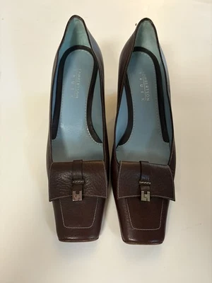 Lambertson Truex ITALIANO Puntera Cuadrada Vestido Sin Cordones Bomba 2" Tacón Gatito Zapato 38.5 Foto 1 de 4