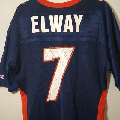 Camiseta deportiva John Elway 7 campeón de los Denver Broncos de la década de 1990 EE. UU. - grande (44) Foto 1 de 4