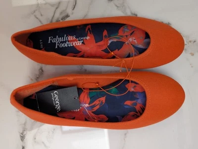 NUEVO CON ETIQUETAS UK Zapatos planos Zapatos de salón Naranja Rojo Plantilla cómoda Espuma con memoria EE. UU. TALLA 8,5 Foto 1 de 4