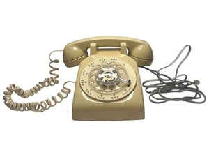 Getestet Vintage Wählscheibentelefon Biege hellbraun mit angeschlossenem Telefonkabel Modell TSC-SLR - Bild 1 von 23