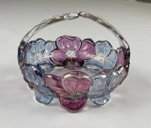 Vintage Westmoreland Cranberry Iridescent Pansy Split Handle Candy Dish - Picture 1 of 7