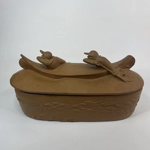 Swan Island Designs Handmade Smith pottery roaster decorative box canoeing fish - Picture 1 of 9