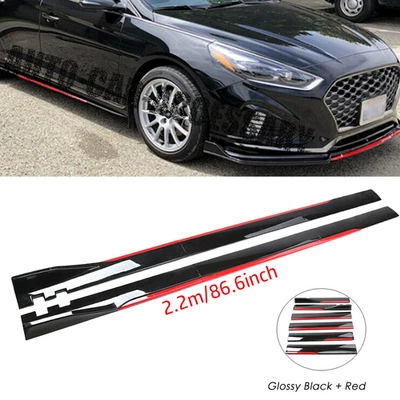 Glossy Black Look 86.6" Side Skirt Extension Spoiler Splitter For Hyundai Tucson Foto 1 de 4