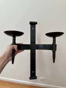 Restoration Hardware Wrought Iron Candle Stick Wall Sconce Pair Gothic Mideval - Picture 1 of 14