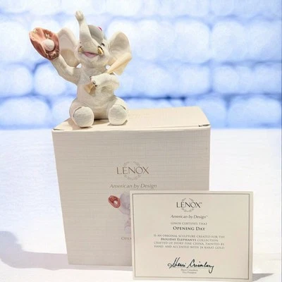 Lenox OPENING DAY Baseball Elephant Figurine New in Box with COA