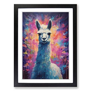 Llama Impressionism Framed Canvas Wall Art Print Poster Picture, Home Decor - Picture 1 of 8