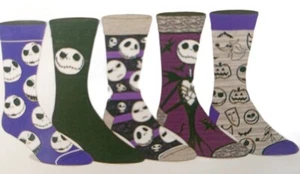 Nightmare Before Christmas Bioworld Mens Socks Tim Burton Disney 5 Pair 8-12 New - Picture 1 of 6