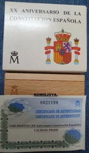 1000 Pesetas Plata PROOF año 1998 XX ANIVERSARIO CONSTITUCION. Peso 13,50 gr. - Bild 1 von 2