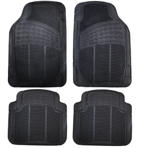 4 PCs BLACK HEAVY DUTY PREMIUM NEW UNIVERSAL RUBBER MAT SET VAN MATS GRIP CAR - Picture 1 of 6
