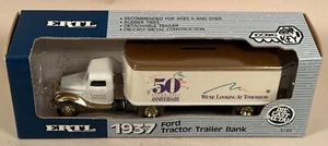 ERTL 1937 Ford Tractor Trailer Die-Cast Bank, 1/43 Scale, NOS - Picture 1 of 3